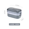 GROWSIR Lunch Box Kotak Bekal Anti Tumpah 2 Tingkat 1400ml BPA FREE Kotak makan Wadah Bekal FREE Sendok Garpu Tempat Saus FH029