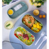 GROWSIR Lunch Box Kotak Bekal Anti Tumpah 2 Tingkat 1400ml BPA FREE Kotak makan Wadah Bekal FREE Sendok Garpu Tempat Saus FH029