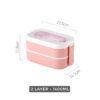 GROWSIR Lunch Box Kotak Bekal Anti Tumpah 2 Tingkat 3 Sekat 1400ml / 800ml BPA FREE Kotak makan Wadah Bekal FREE Sendok Tempat Saus FH025