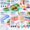 GROWSIR Lunch Box Kotak Bekal Anti Tumpah 2 Tingkat 3 Sekat 1400ml / 800ml BPA FREE Kotak makan Wadah Bekal FREE Sendok Tempat Saus FH025