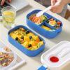 GROWSIR Lunch Box Kotak Bekal Anti Tumpah 2 Tingkat 3 Sekat 1400ml / 800ml BPA FREE Kotak makan Wadah Bekal FREE Sendok Tempat Saus FH025