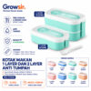 GROWSIR Lunch Box Kotak Bekal Anti Tumpah 2 Tingkat 3 Sekat 1400ml / 800ml BPA FREE Kotak makan Wadah Bekal FREE Sendok Tempat Saus FH025