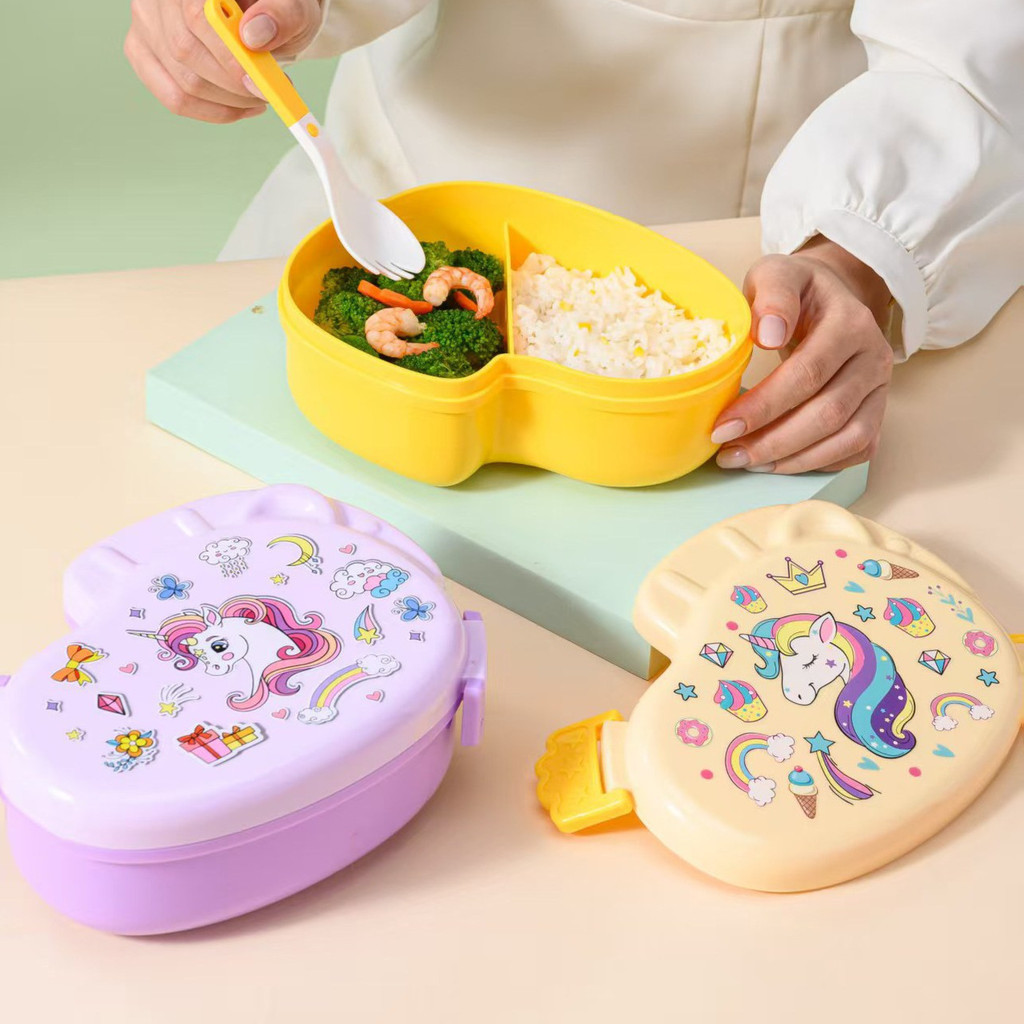 GROWSIR Lunch Box Set Tumbler Anak Uniqorn | Kotak Makan Sekat Food Grade Microwave Safe Bekal Sekolah FH073