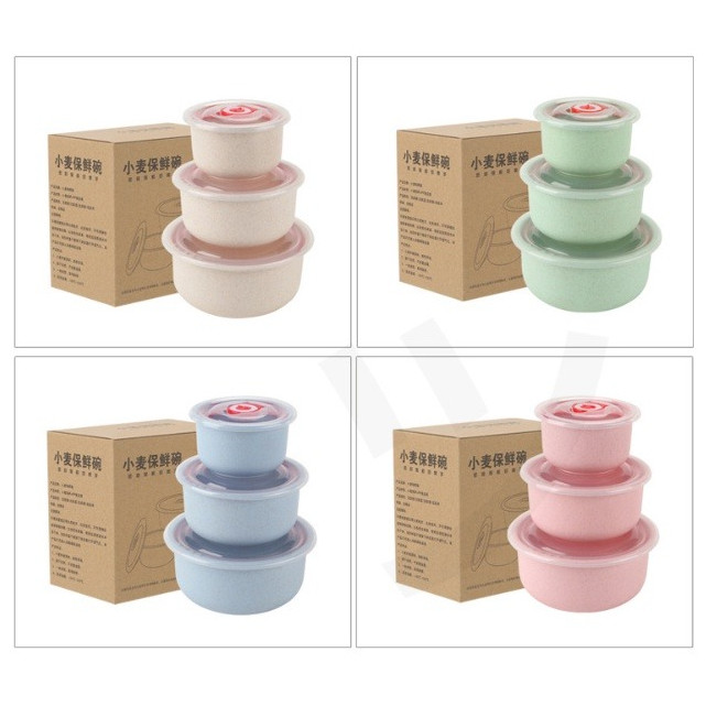 GROWSIR Mangkuk Kedap Udara 3 in 1 Kotak Pengawet Dengan Penutup Gandum Mangkok Berkapasitas Besar Souvenir Hadiah PZ009