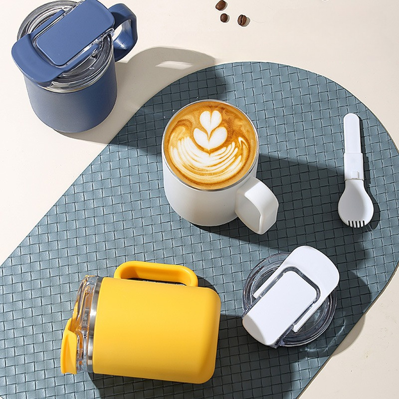 GROWSIR Mug Stainless Steel SUS304 500ml Double Wall Tumbler Kopi Anti Bocor Gelas Termos dengan Tutup & Sendok BZ055