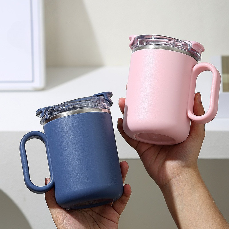 GROWSIR Mug Stainless Steel SUS304 500ml Double Wall Tumbler Kopi Anti Bocor Gelas Termos dengan Tutup & Sendok BZ055