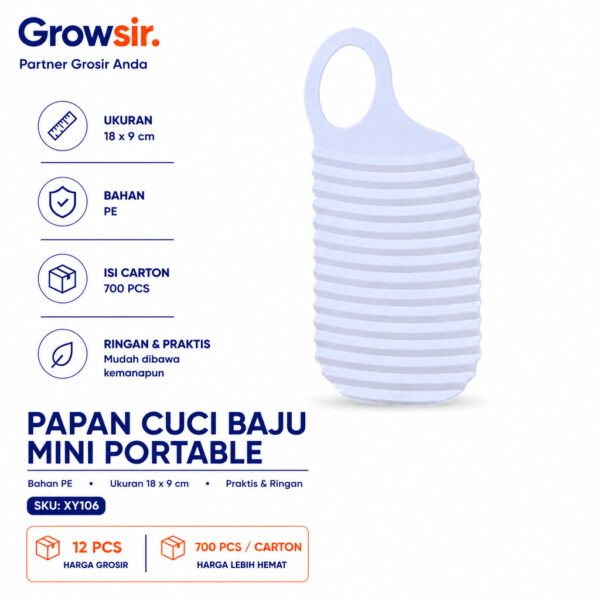GROWSIR Papan Cuci Baju Mini Portable Alas Penggilas Cuci Pakaian Travel XY106