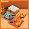 GROWSIR Piring Cemilan dengan Wadah Saus 2 in 1 | Piring Makan Sekat Serbaguna | Tempat Snack PZ001