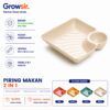 GROWSIR Piring Makan 2 in 1 Tempat Saus Kecap Bahan Tebal Serbaguna Tempat Snack BPA FREE PZ001