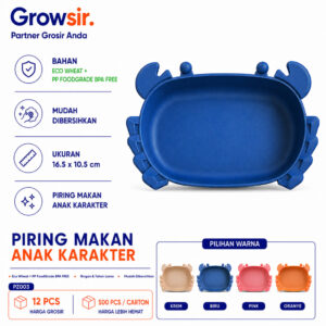 GROWSIR Piring Makan Anak Karakter Piring Makan Anak lucu Karakter Kepiting Piring Souvenir PZ003