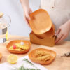 GROWSIR Piring Serbaguna Motif Kayu Rounded Square | Tempat Sayur Sajian Makan Dessert Snack | Ringan & Elegan PZ024