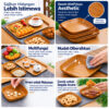 GROWSIR Piring Serbaguna Motif Kayu Rounded Square | Tempat Sayur Sajian Makan Dessert Snack | Ringan & Elegan PZ024