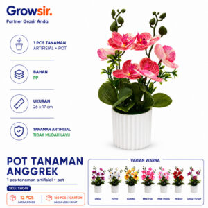 GROWSIR Pot Bunga Anggrek Artificial | Tanaman Hias Anggrek Plastik Dekorasi Rumah Meja Estetik TH049