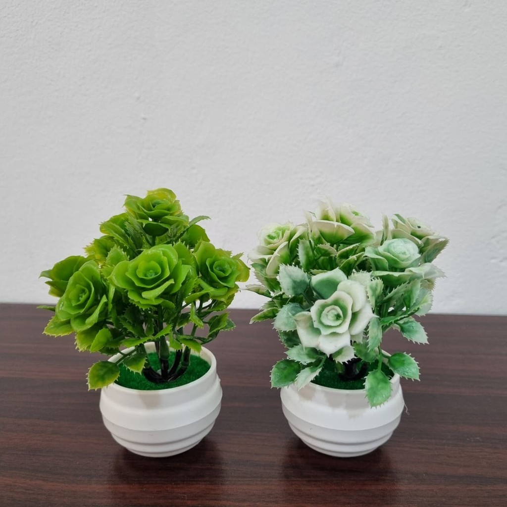 GROWSIR Pot Bunga Conjoined Rose Plastik Artificial Aesthetic Vas Tanaman Hias Mini Estetik TH026