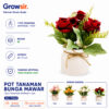GROWSIR Pot Bunga Mawar Artificial 20x17cm | Tanaman Hias Bunga Mawar Plastik Dekorasi Rumah Meja Estetik TH048