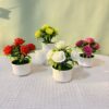 GROWSIR Pot Bunga Mawar Artificial Mini 11x10cm | Tanaman Hias Plastik Dekorasi Meja Rumah Kantor TH037