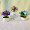 GROWSIR Pot Bunga Mawar Artificial Mini 11x10cm | Tanaman Hias Plastik Dekorasi Meja Rumah Kantor TH037