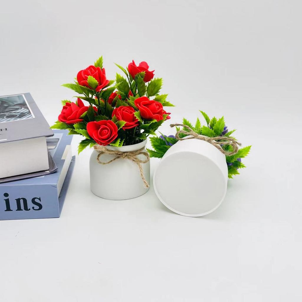 GROWSIR Pot Bunga Mawar Artificial Mini Aesthetic | Tanaman Hias Dekorasi Rumah Meja Estetik TH036