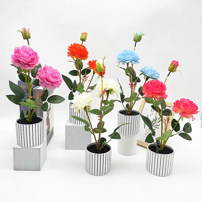 GROWSIR Pot Bunga Peony Artificial Aesthetic | Bunga Peony Plastik Tanaman Hias Dekorasi Meja & Ruangan | Bunga Artificial Premium TH033