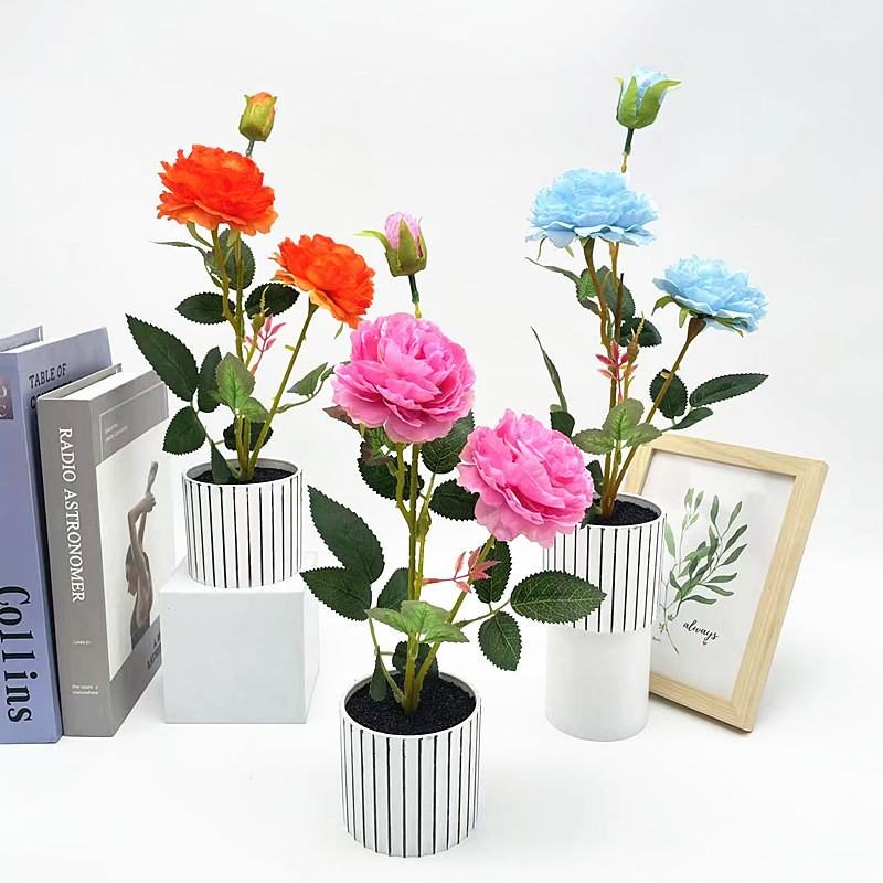 GROWSIR Pot Bunga Peony Artificial Aesthetic | Bunga Peony Plastik Tanaman Hias Dekorasi Meja & Ruangan | Bunga Artificial Premium TH033