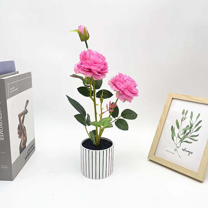 GROWSIR Pot Bunga Peony Artificial Aesthetic | Bunga Peony Plastik Tanaman Hias Dekorasi Meja & Ruangan | Bunga Artificial Premium TH033