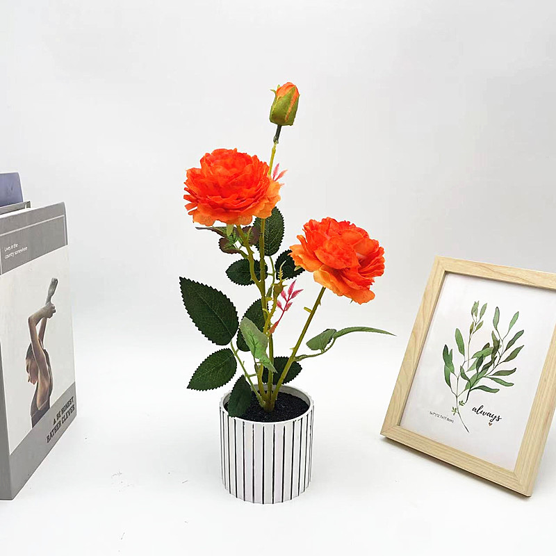 GROWSIR Pot Bunga Peony Artificial Aesthetic | Bunga Peony Plastik Tanaman Hias Dekorasi Meja & Ruangan | Bunga Artificial Premium TH033