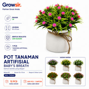GROWSIR Pot Tanaman Artificial Baby's Breath Mini Aesthetic | Tanaman Hias Bunga Plastik Dekorasi Rumah Meja TH040