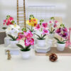 GROWSIR Pot Tanaman Bunga Anggrek Artificial Mini | Bunga Anggrek Plastik Phalaenopsis Dekorasi Rumah Aesthetic TH030