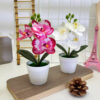 GROWSIR Pot Tanaman Bunga Anggrek Artificial Mini | Bunga Anggrek Plastik Phalaenopsis Dekorasi Rumah Aesthetic TH030