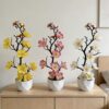 GROWSIR Pot Tanaman Bunga Plum Wintersweet Artificial | Bunga Plum Plastik Bonsai Mini Dekorasi Rumah Meja Aesthetic TH045