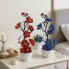 GROWSIR Pot Tanaman Bunga Plum Wintersweet Artificial | Bunga Plum Plastik Bonsai Mini Dekorasi Rumah Meja Aesthetic TH045