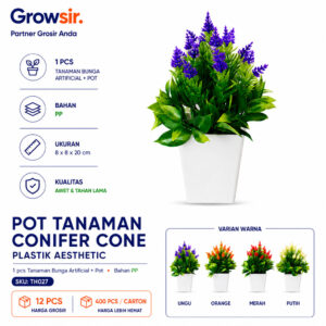 GROWSIR Pot Tanaman Conifer Cone Plastik Aesthetic Vas Bunga Hias Artificial Estetik TH027