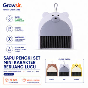 GROWSIR Sapu Pengki Set Mini Karakter Beruang Lucu XY132