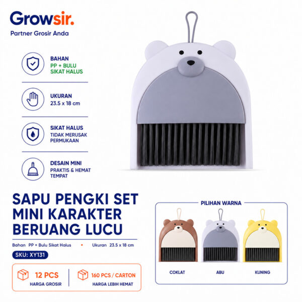 GROWSIR Sapu Pengki Set Mini Karakter Beruang Lucu XY132