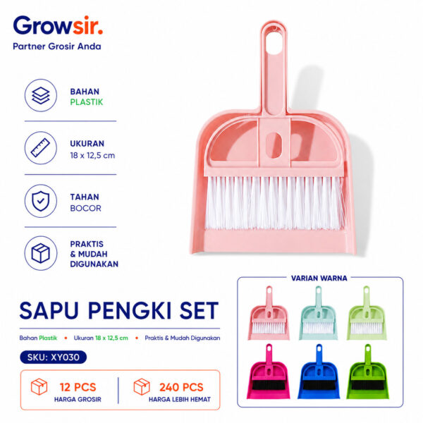 GROWSIR Set Sapu Pengki Mini Cocok untuk Mobil Meja Serbaguna Multifungsi | Mini Dustpan Set XY030