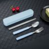GROWSIR Set Sendok Garpu Sumpit Stainless Steel Food Grade + Kotak Makan Portable Sendok Set Karakter Lucu Souvenir FH002