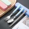 GROWSIR Set Sendok Garpu Sumpit Stainless Steel Food Grade + Kotak Makan Portable Sendok Set Karakter Lucu Souvenir FH002