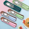 GROWSIR Set Sendok Garpu Sumpit Stainless Steel Food Grade + Kotak Makan Portable Sendok Set Karakter Lucu Souvenir FH002