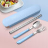 GROWSIR Set Sendok Garpu Sumpit Stainless Steel Food Grade + Kotak Makan Portable Sendok Set Karakter Lucu Souvenir FH002