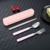 GROWSIR Set Sendok Garpu Sumpit Stainless Steel Food Grade + Kotak Makan Portable Sendok Set Karakter Lucu Souvenir FH002