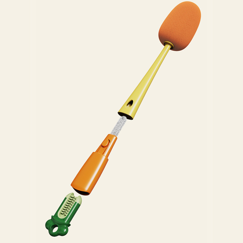 GROWSIR Sikat Pembersih Botol 3in1 Multifungsi | Brush Cuci Botol Gelas Sedotan Celah & Tutup | Spons & Silikon XY149