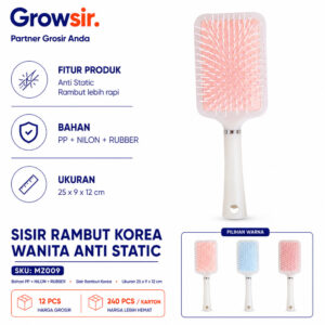 GROWSIR Sisir Rambut Korea Wanita Anti Static Kusut Sisir Cushion Hair Brush Comb Sisir Bantalan Udara MZ009