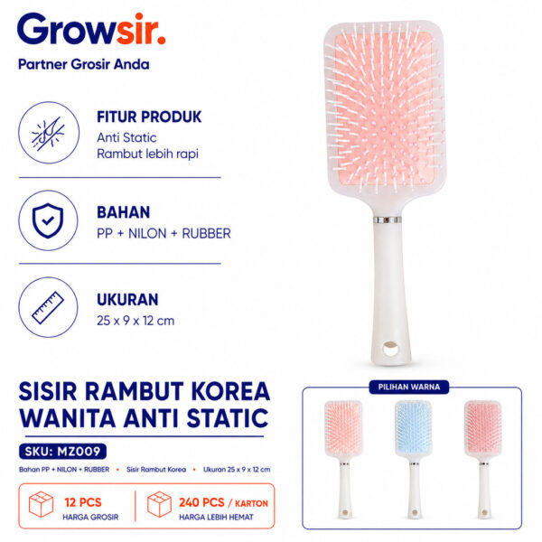 GROWSIR Sisir Rambut Korea Wanita Anti Static Kusut Sisir Cushion Hair Brush Comb Sisir Bantalan Udara MZ009