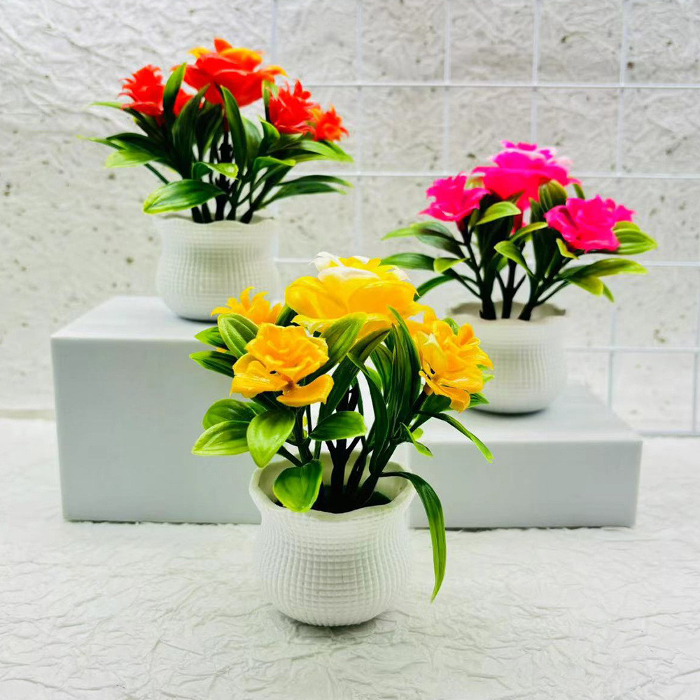 GROWSIR Tanaman Hias Plastik Aesthetic Mini Vas Bunga Hiasan Ruang Tamu Estetik TH001