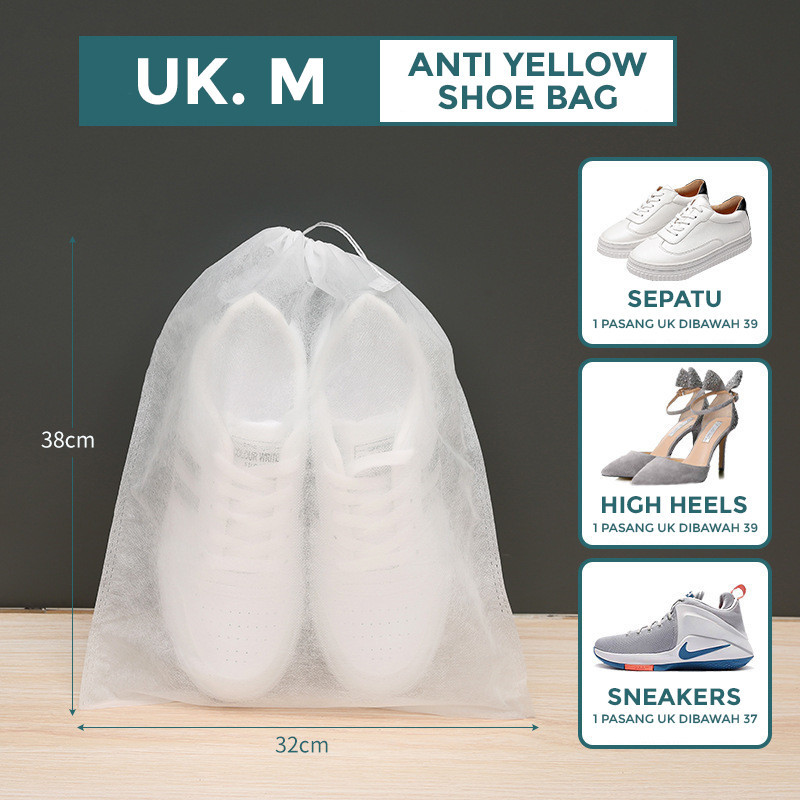 GROWSIR Tas Serut Sepatu Anti Kuning Pouch Travel Multifungsi Shoes Bag Penyimpanan Cover Sepatu dan Sendal Kantong Sepatu Tali Serut Serbaguna XY089