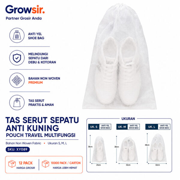GROWSIR Tas Serut Sepatu Anti Kuning Pouch Travel Multifungsi Shoes Bag Penyimpanan Cover Sepatu dan Sendal Kantong Sepatu Tali Serut Serbaguna XY089