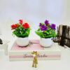 GROWSIR Vas Bunga Mawar Artificial Plastik Mini Tanaman Hias Aesthetic Mini Pot Rose Hiasan Estetik TH013