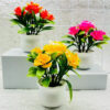 GROWSIR Vas Bunga Mawar Artificial Plastik Mini Tanaman Hias Aesthetic Mini Pot Rose Hiasan Estetik TH013