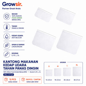 GROWSIR Ziplock Silikon Food Grade BPA FREE Pouch Penyimpanan Kulkas Silicone Anti Bocor Kedap Udara